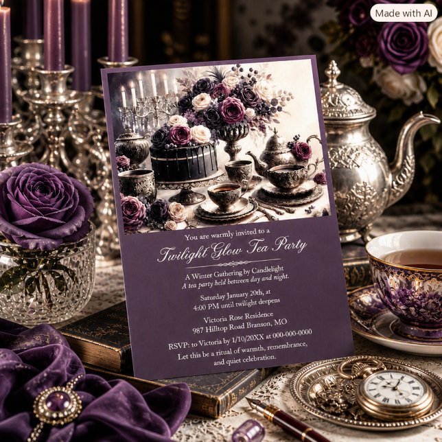 Invitación a una Elegante Fiesta de Té Invernal Cr (Subido por el creador)
