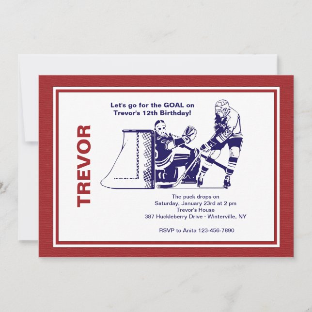 Invitación a una estrella de hockey sobre hielo (Anverso)