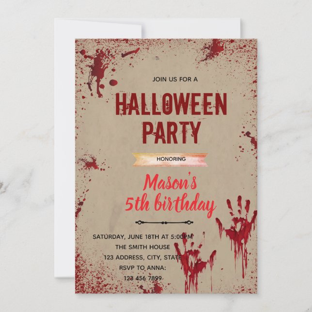 invitación a una fiesta asesina de Halloween (Anverso)
