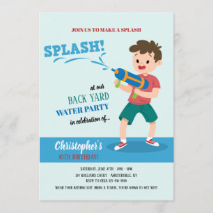 Invitación a una fiesta con armas de agua
