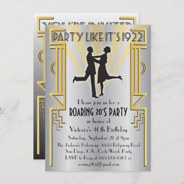 Invitación a una fiesta con estilo Art Deco de la  (Anverso / Reverso)