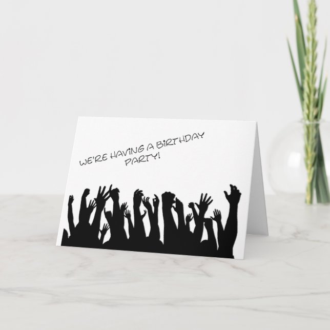 Invitación a una fiesta con una multitud animada (Anverso)