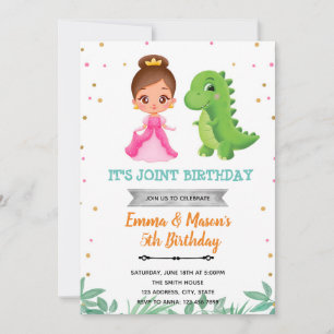 Invitación a una fiesta conjunta de Dinosaur princ