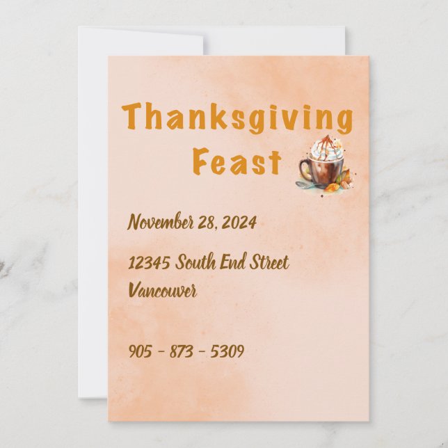 Invitación a una fiesta de Acción de Gracias (Anverso)