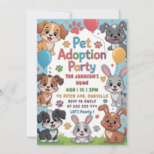 Invitación a una fiesta de adopción por mascotas -
