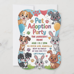 Invitación a una fiesta de adopción por mascotas -