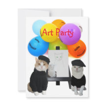 Invitación a una fiesta de arte de gatos divertido