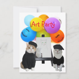 Invitación a una fiesta de arte de gatos divertido