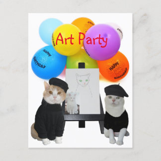 Invitación a una fiesta de arte de gatos divertido