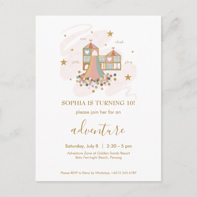 Invitación a una fiesta de aventura en el área de  (Anverso)