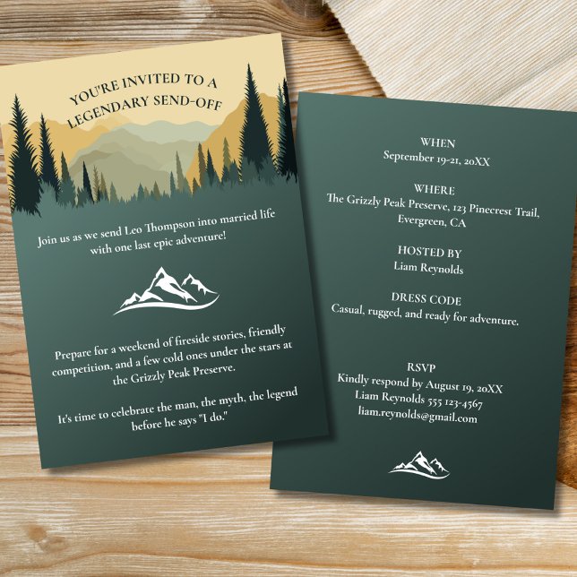 Invitación a una fiesta de bachiller en aventuras  (Bachelor Weekend Outdoor Adventure)
