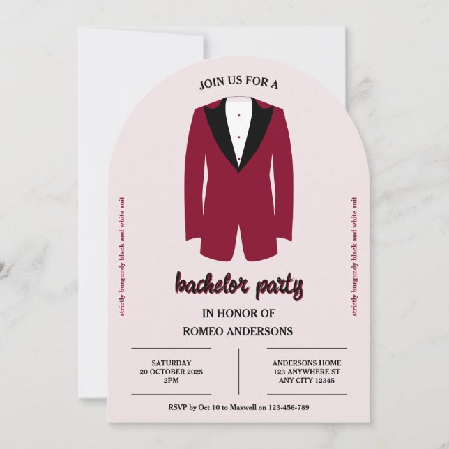 Invitación a una fiesta de bachiller en Tuxedo neg (Anverso)