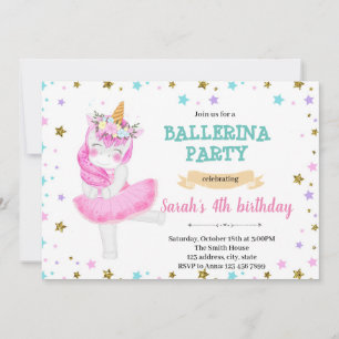 Invitación a una fiesta de baile de unicornio