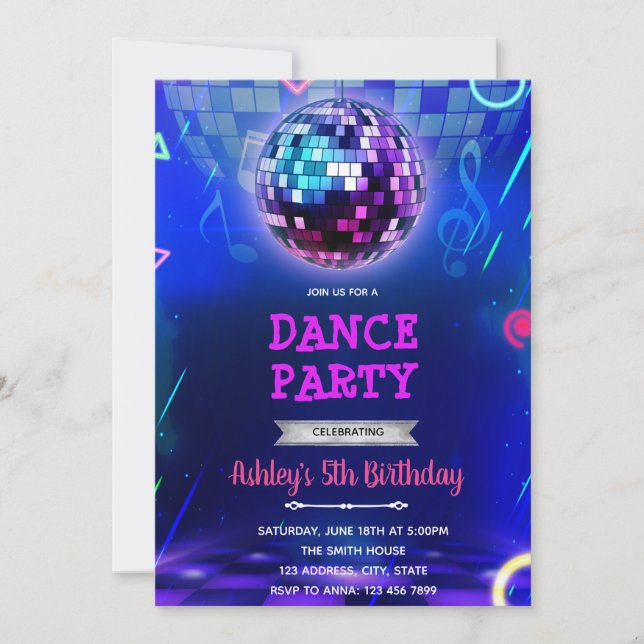 Invitación a una fiesta de baile discográfico bril (Anverso)