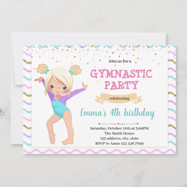 Invitación a una fiesta de baile gimnástico infant (Anverso)