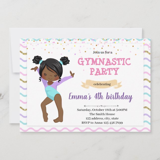 Invitación a una fiesta de baile gimnástico infant (Anverso)