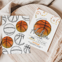 Invitación a una fiesta de baloncesto acuarela