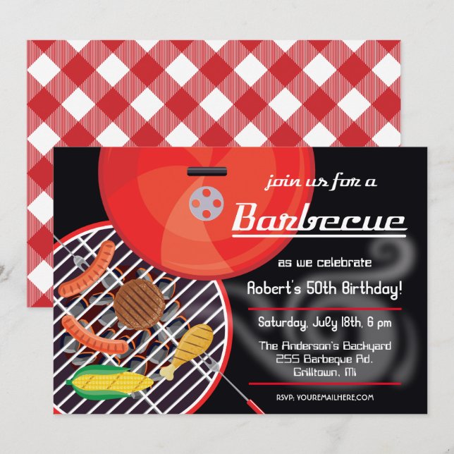 Invitación a una fiesta de barbacoa para fumadores (Anverso / Reverso)