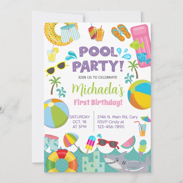 Invitación a una fiesta de billar chica, fiesta de (Anverso)