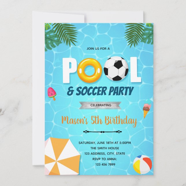 Invitación a una fiesta de billar de fútbol (Anverso)