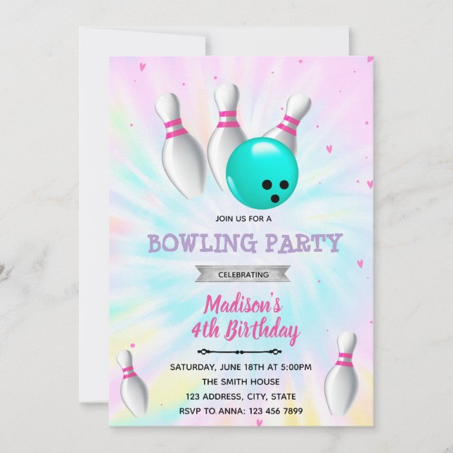 Invitación a una fiesta de bolos de tinta (Anverso)