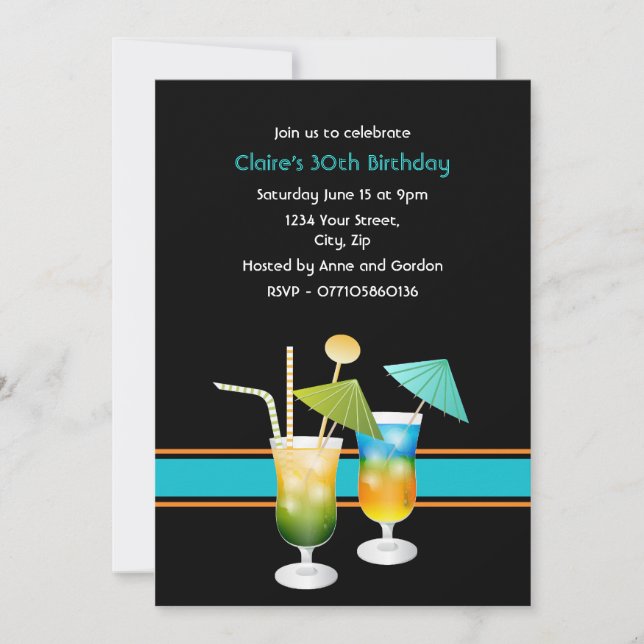 Invitación a una fiesta de cóctel Personalizado (Anverso)