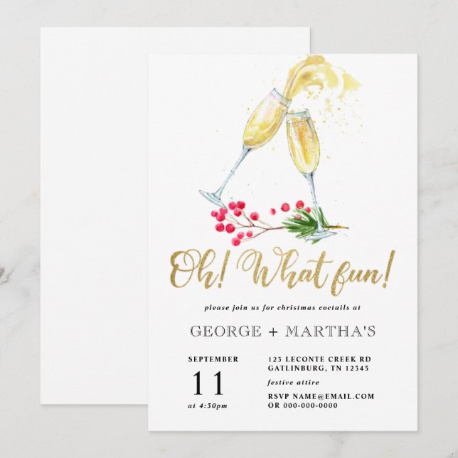  Invitación a una fiesta de cócteles para navidade (Anverso / Reverso)