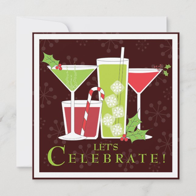 Invitación a una fiesta de cócteles para Navidades (Anverso)
