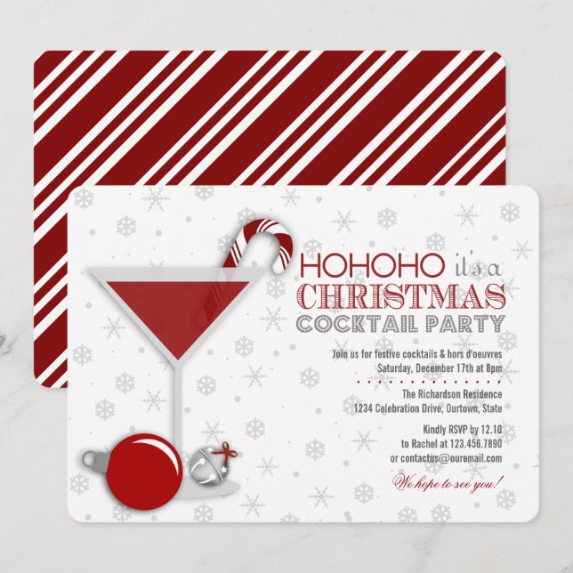 Invitación a una fiesta de cócteles para Navidades (Anverso / Reverso)