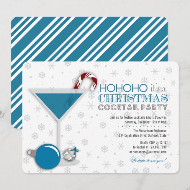 Invitación a una fiesta de cócteles para Navidades (Anverso / Reverso)