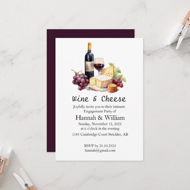 Invitación a una fiesta de compromiso con el vino  (Anverso/Reverso In Situ)
