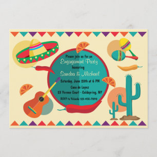 Invitación a una fiesta de compromiso de temas mex