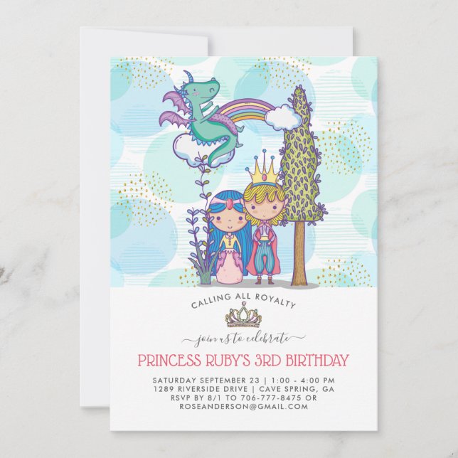 Invitación a una fiesta de cuento de hadas | Prínc (Anverso)