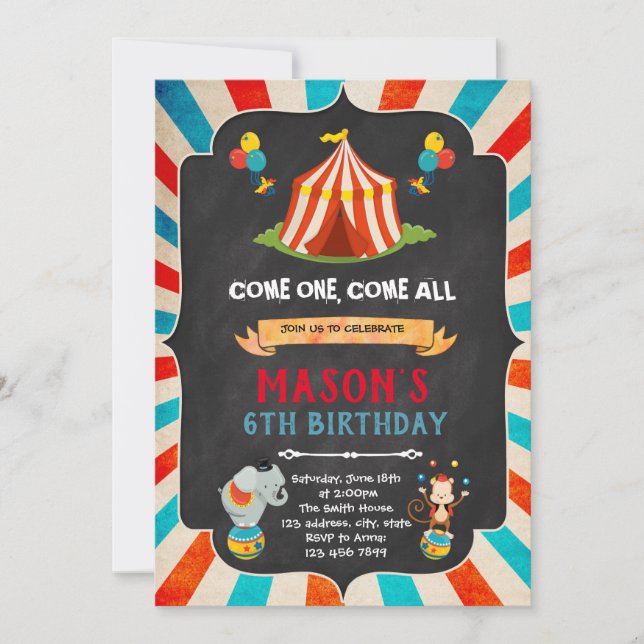 Invitación a una fiesta de cumpleaños (Anverso)