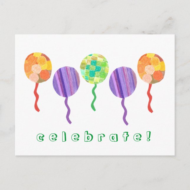 Invitación a una fiesta de cumpleaños con globos a (Anverso)