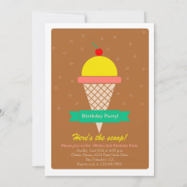 Invitación a una fiesta de cumpleaños con helado y