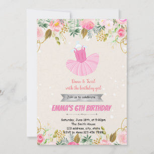 Invitación a una fiesta de cumpleaños de bailarina