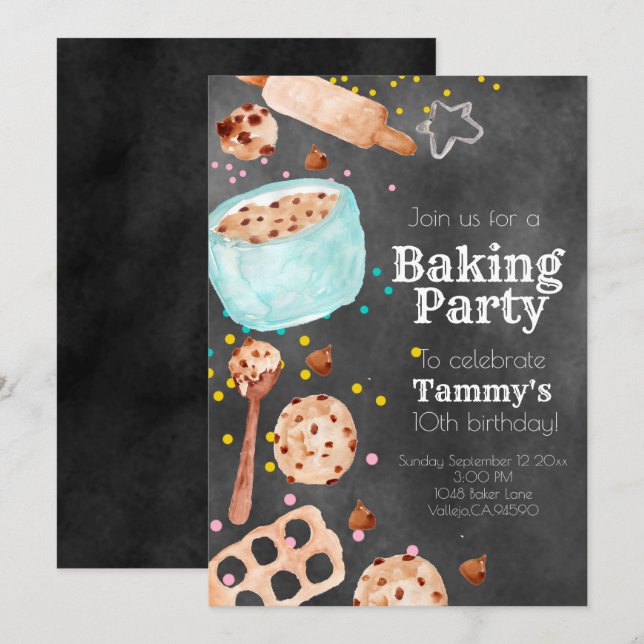 Invitación a una fiesta de cumpleaños de baratilla (Anverso / Reverso)