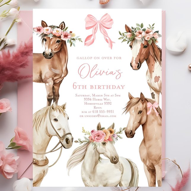 Invitación a una fiesta de cumpleaños de caballos, (Subido por el creador)