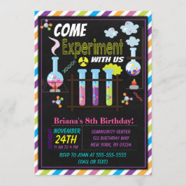 Invitación a una fiesta de cumpleaños de ciencia p