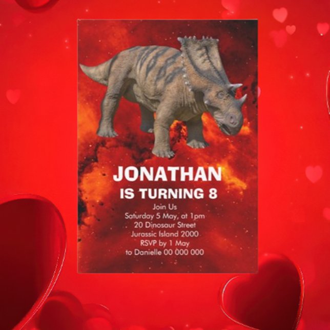 Invitación a una fiesta de cumpleaños de dinosauri (hope you’re ready to stomp, stomp, roar because we’re throwing a Jurassic-sized birthday bash )