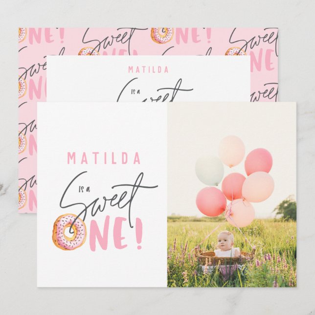 Invitación a una fiesta de cumpleaños de donut dul (Anverso / Reverso)