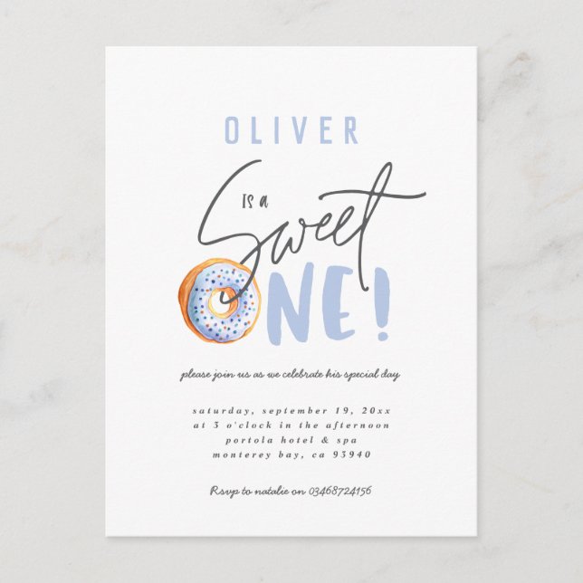 Invitación a una fiesta de cumpleaños de donut dul (Anverso)