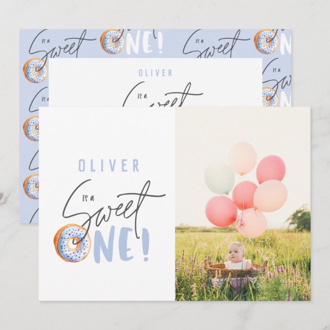 Invitación a una fiesta de cumpleaños de donut dul (Anverso / Reverso)