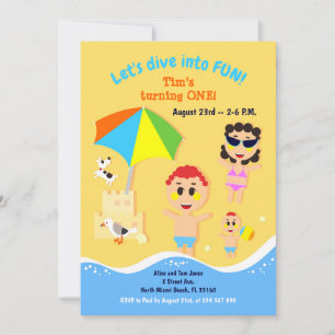 Invitación a una fiesta de cumpleaños en la playa