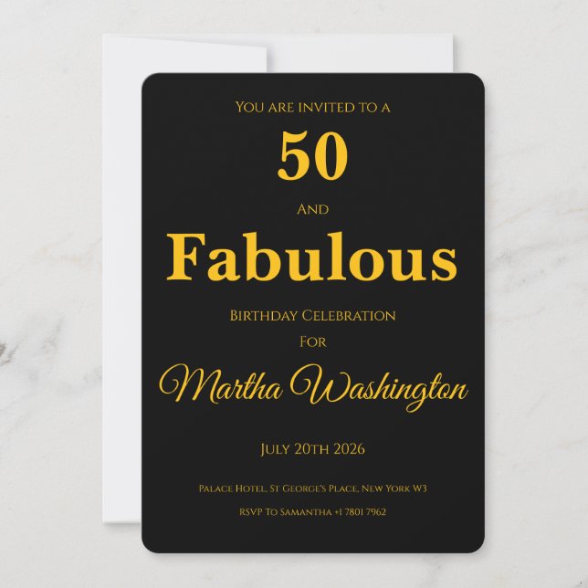 Invitación a una fiesta de cumpleaños número 50 (Anverso)