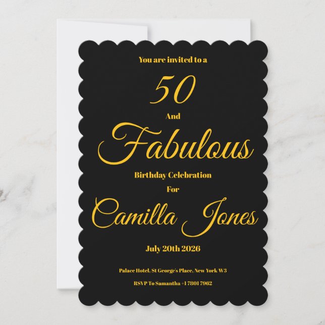 Invitación a una fiesta de cumpleaños número 50 (Anverso)