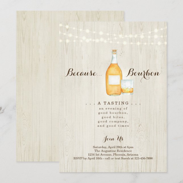 Invitación a una fiesta de degustación de borbón (Anverso / Reverso)