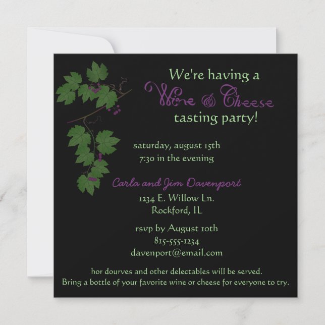 Invitación a una fiesta de degustación de vino y q (Anverso)