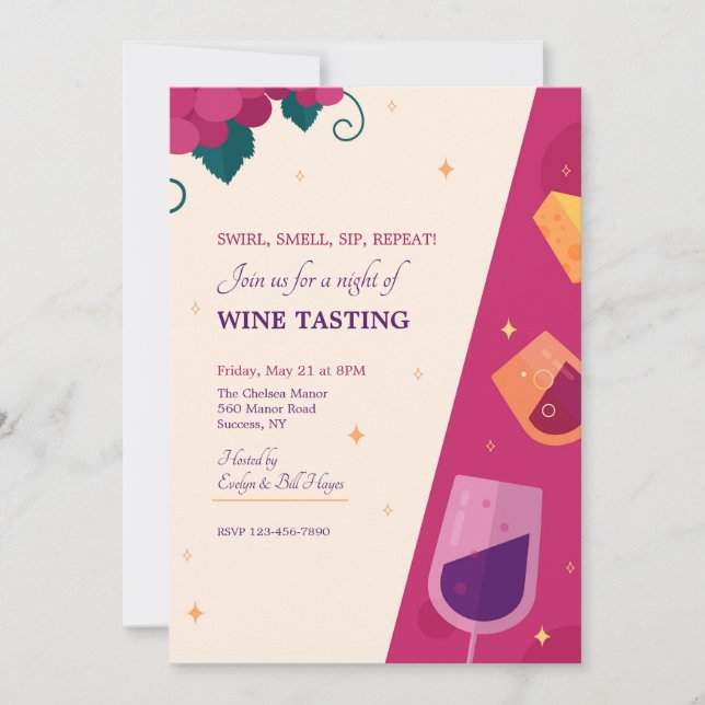 Invitación a una fiesta de degustación de vinos (Anverso)